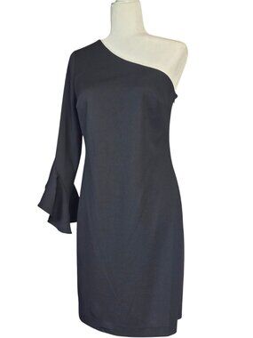 Trina Turk Kadinsky One Shoulder Dress Black Assymetrical Size 4 NWT